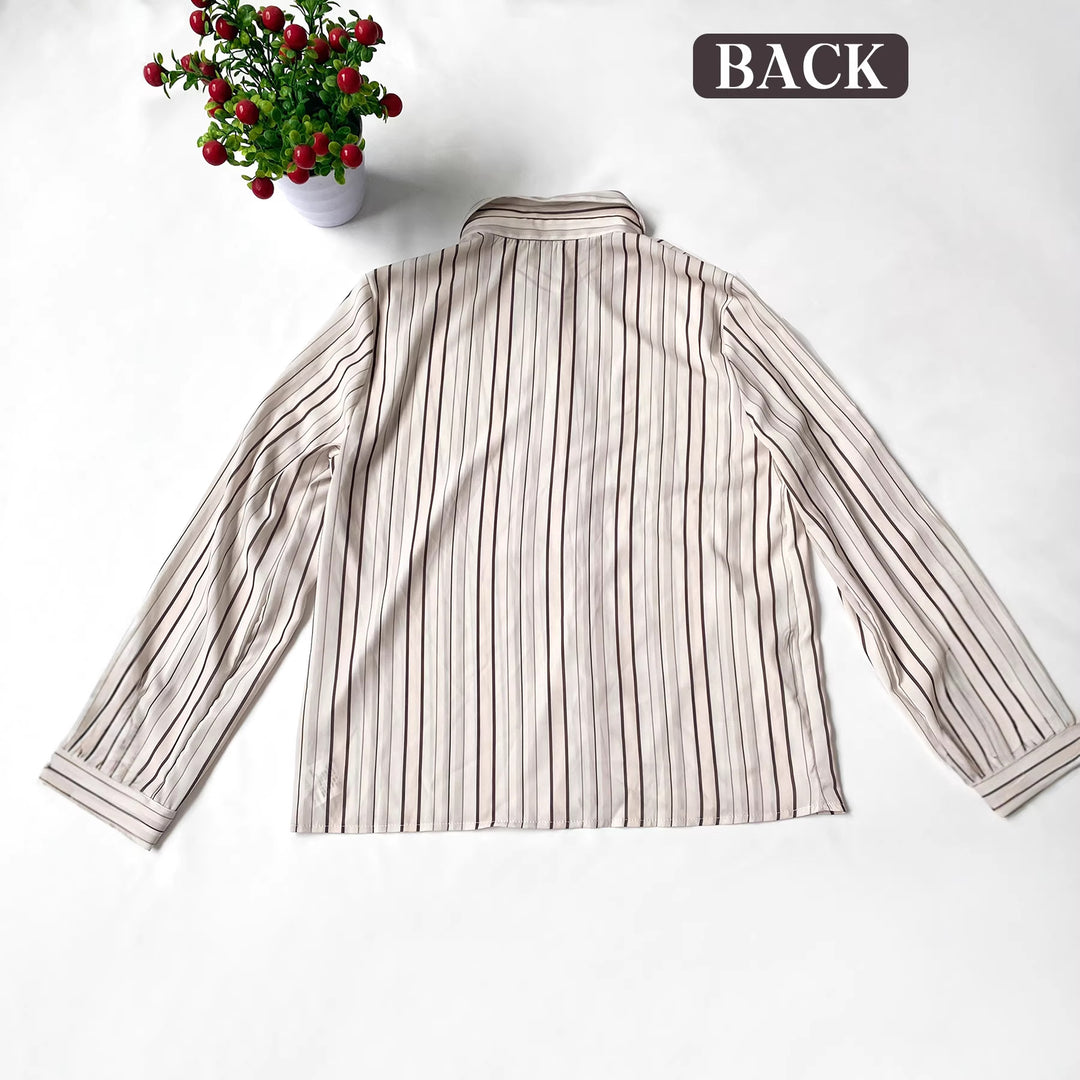 Damen Langarm-Bluse mit feinen Streifen und klassischem Kragen Echo Archiv