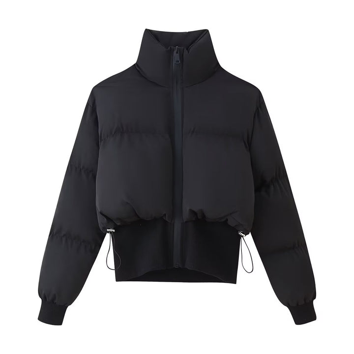Damen nan kurz geschnittene Steppjacke mit hohem Stehkragen, Kordelzugsaum und breitem Rippenbund Echo Archiv
