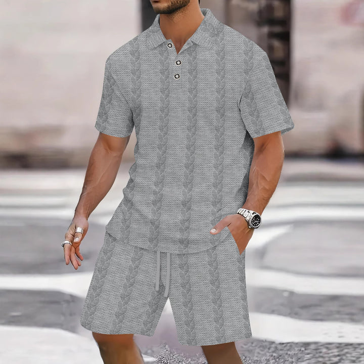 Herren Freizeit-Set mit strukturiertem Poloshirt und Shorts Echoarchiv