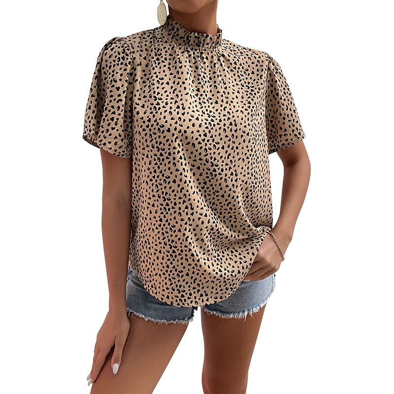 Damen Elegante Kurzarmbluse mit Leopardenmuster Echo Archiv