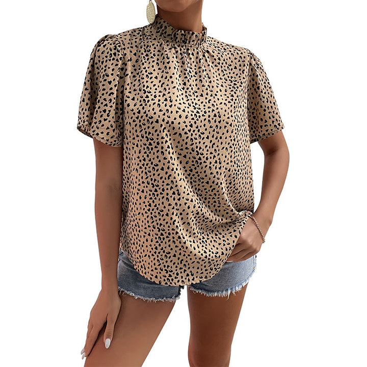 Damen Elegante Kurzarmbluse mit Leopardenmuster Echo Archiv