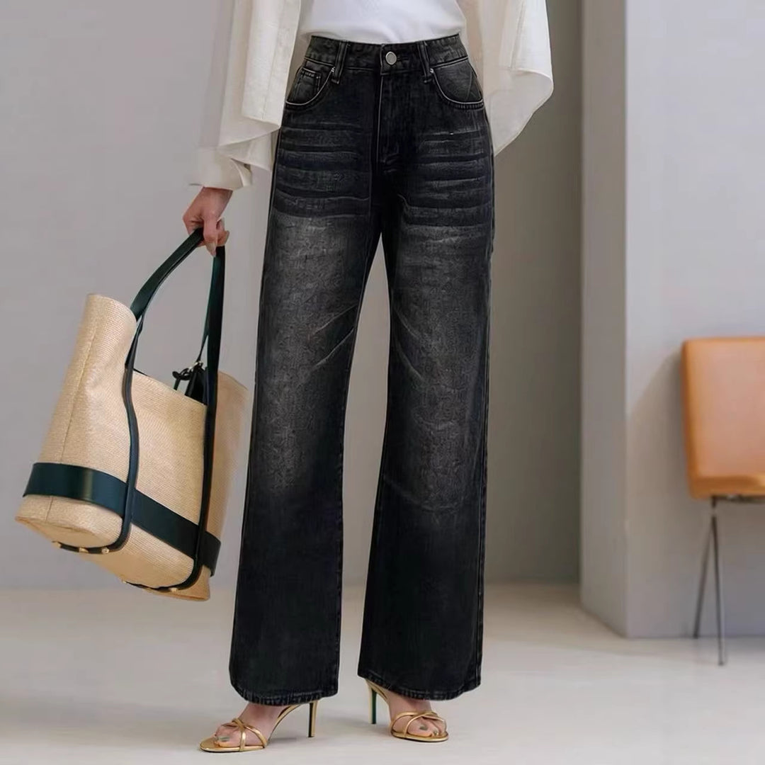 Damen weite High-Waist Jeans mit einzigartiger Textur Echo Archiv