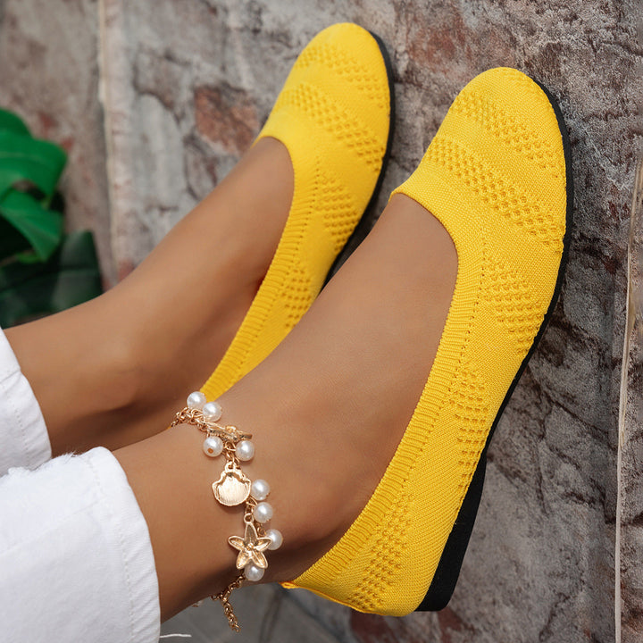 Damen Ballerinas mit elastischem Strickdesign und rutschfester Sohle – Lioré