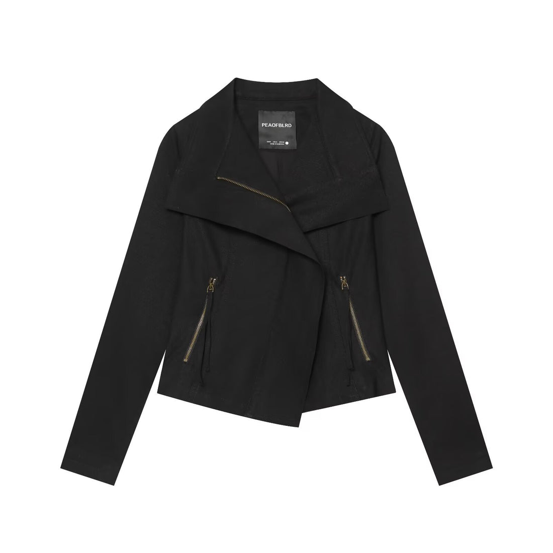 Damen Asymmetrische Bikerjacke mit Wasserfallkragen und diagonalem Reißverschluss Echo Archiv