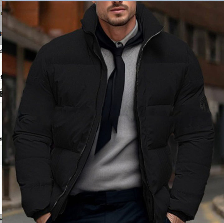 Herren gesteppte Winterjacke mit hohem Kragen und individuell anpassbarem Verschluss Echoarchiv