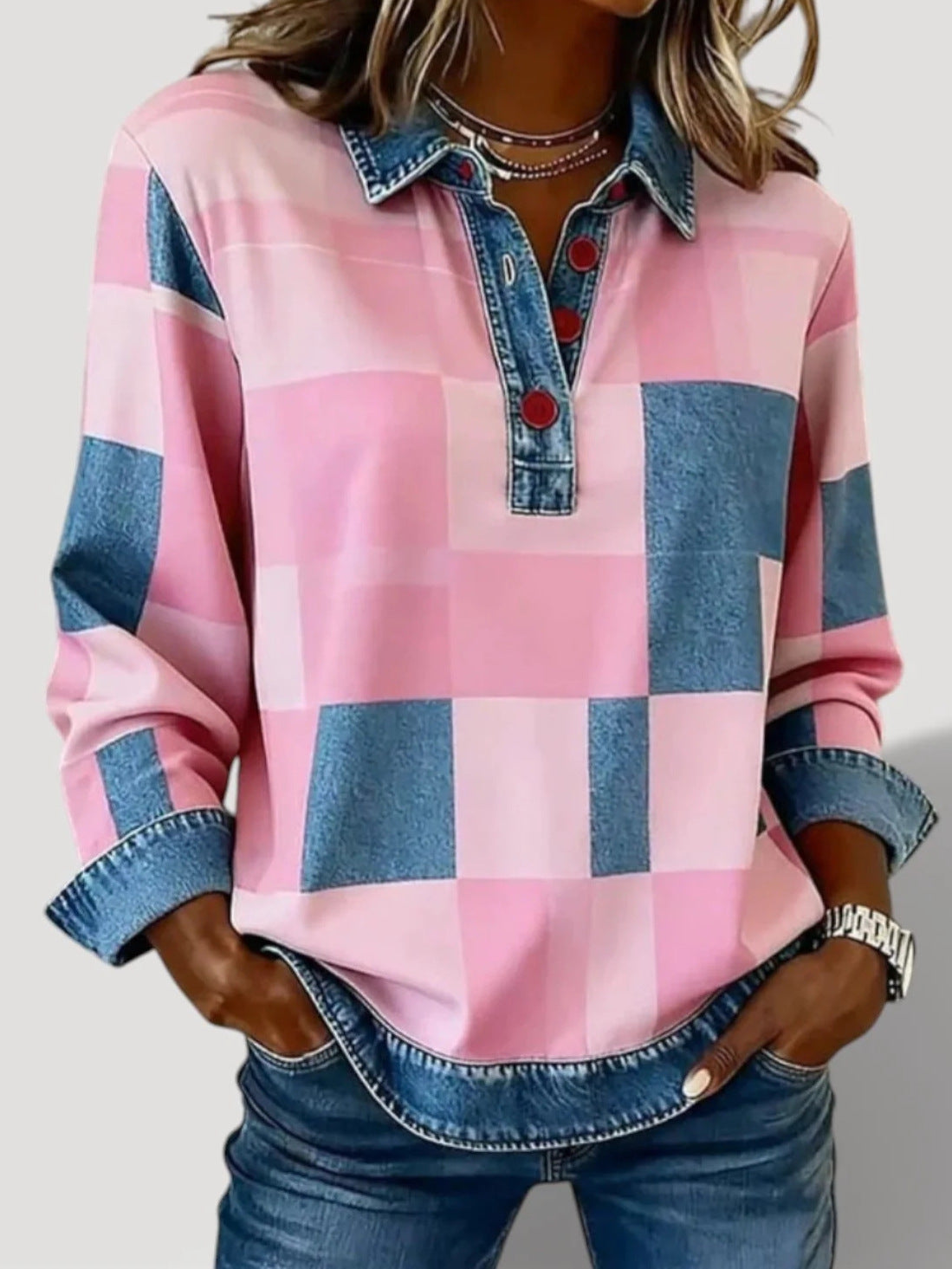Damen Modische Pullover-Hemd – Mavelle