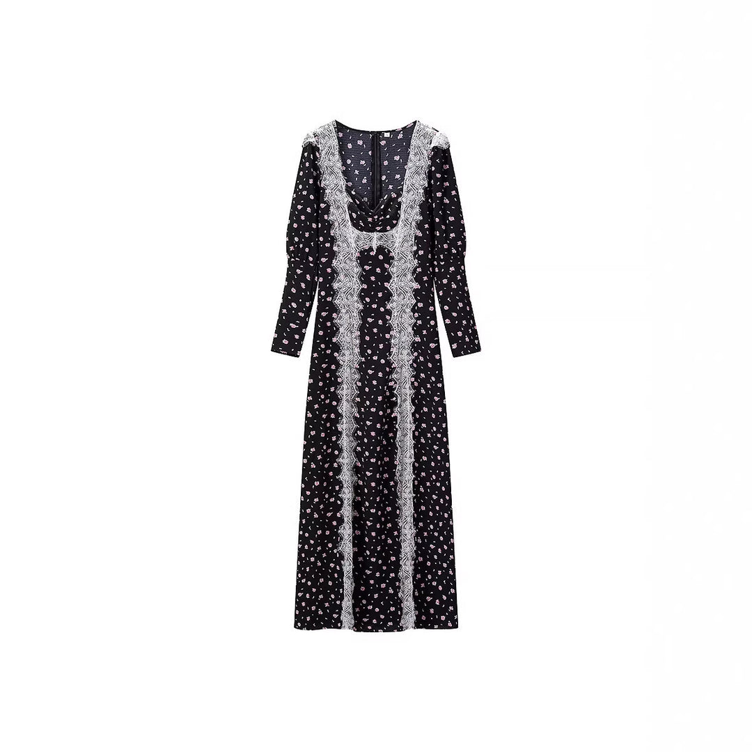 Damen Maxikleid mit Spitzenbesatz und floralem Alloverprint Echo Archiv
