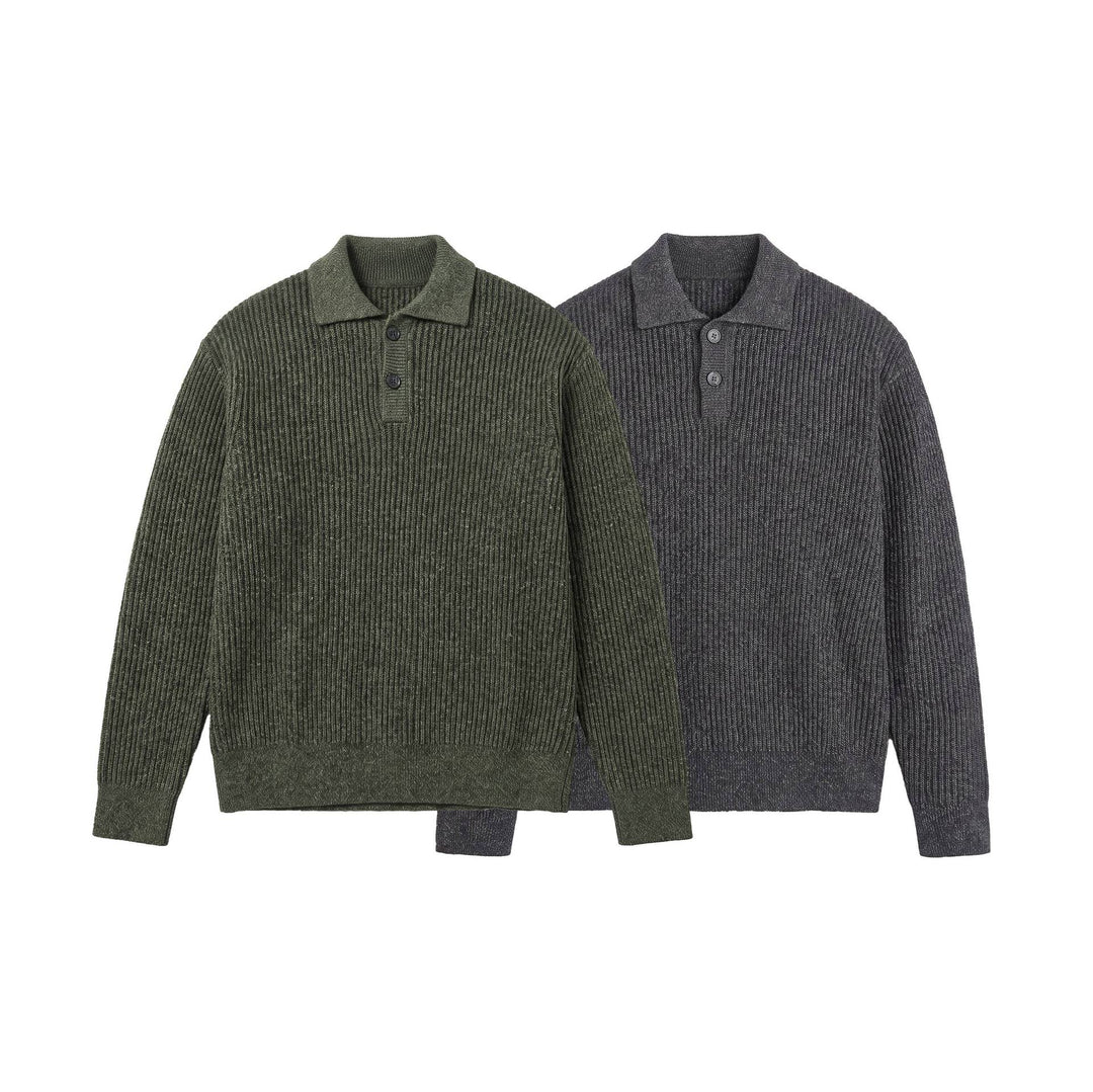 Herren Strickpullover mit Polokragen und markanter Rippenstruktur Echoarchiv