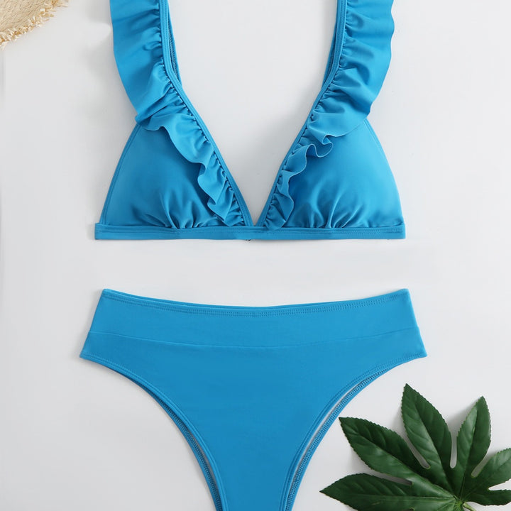 Damen Raffiniertes Triangel-Bikini-Set mit Rüschendetails Echo Archiv