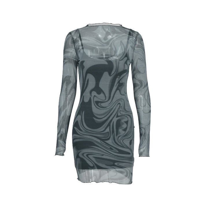 Damen figurbetontes Netzkleid mit marbled Effekt Echo Archiv