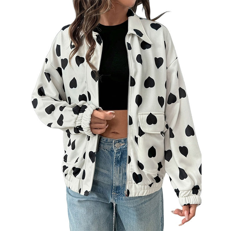 Damen Gefütterte Jacke mit Herzmotiv Echo Archiv