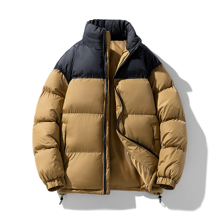 Herren gepolsterte Thermo-Daunenimitatjacke mit hohem Stehkragen und Kordelzug – Marzano