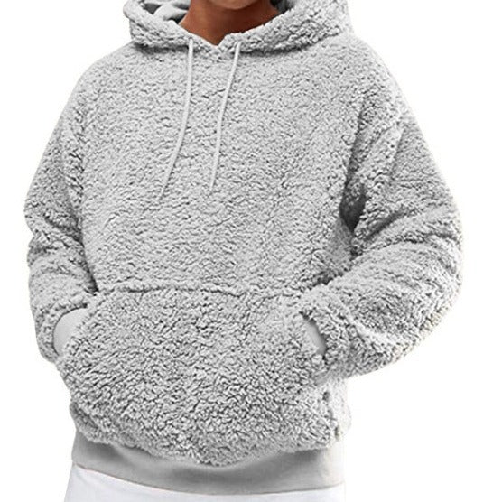Herren Lässiger Teddy-Fleece Hoodie mit praktischen Kängurutaschen und verstellbarem Kordelzug Echoarchiv