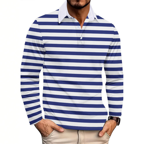 Herren Langarm Poloshirt mit maritimem Streifenmuster Echoarchiv