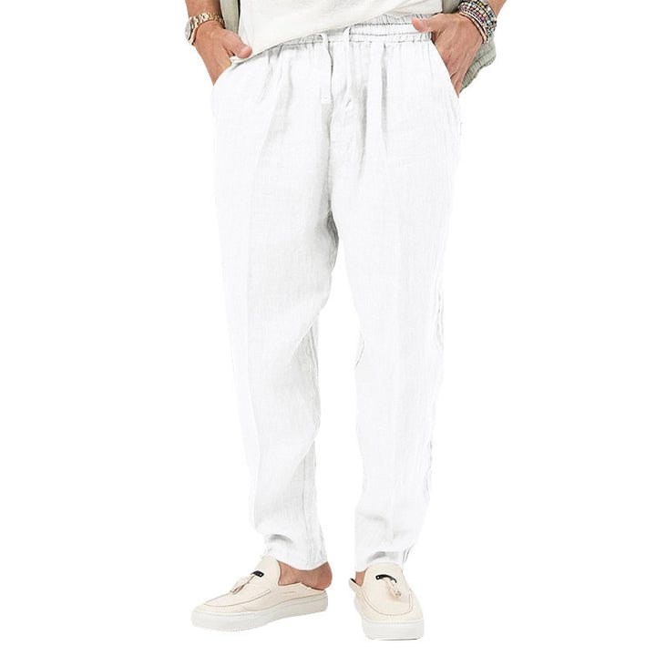 Herren lockere Leinenhose mit elastischem Bund und praktischen Tasche Echoarchiv