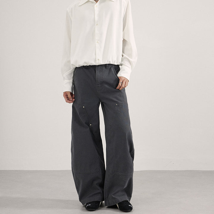 Herren Ultraweite Workwear-Palazzohose aus robustem Baumwoll-Twill mit Kniepaneelen und Werkzeugschlaufe Echo Archiv
