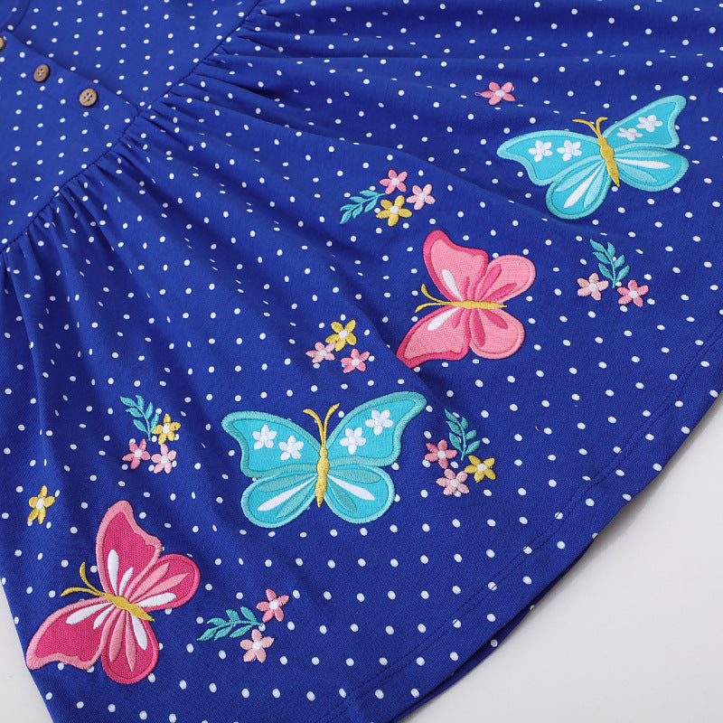 Mädchen Freizeitkleid mit floralen und Schmetterlingsapplikationen Echo Archiv