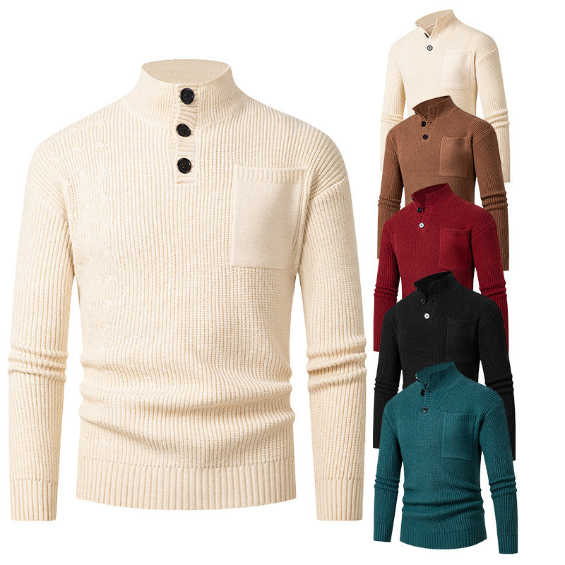 Herren Hochwertiger Pullover mit Modalmuster und Brusttasche Echoarchiv