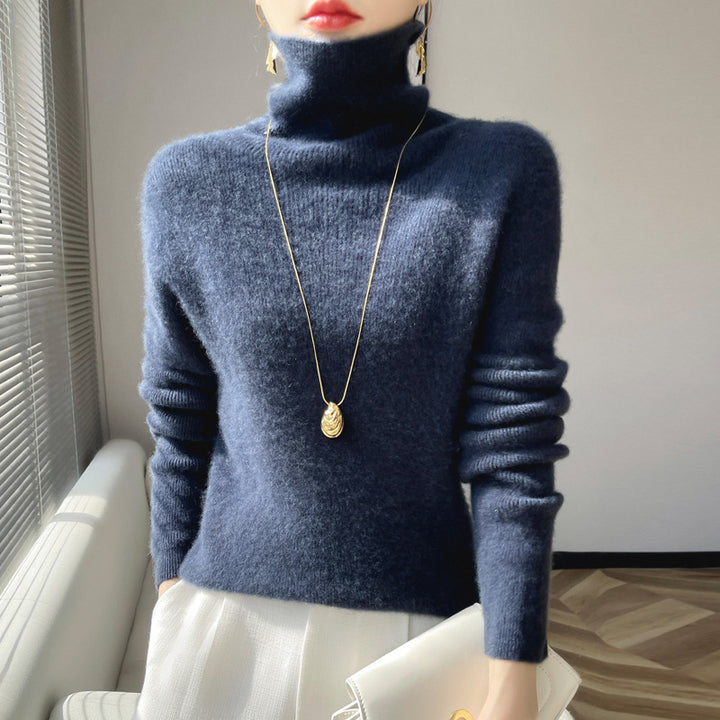 Damen Kurz geschnittener Rollkragenpullover aus weichem Kaschmir-Blend mit schmaler Silhouette Echoarchiv