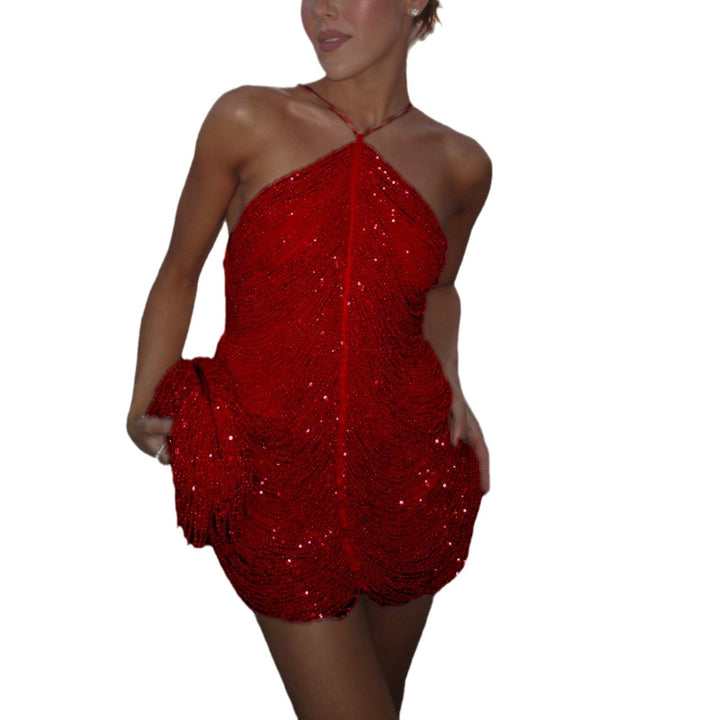 Damen Glitzerndes Minikleid mit raffinierten Perlenakzenten Echo Archiv