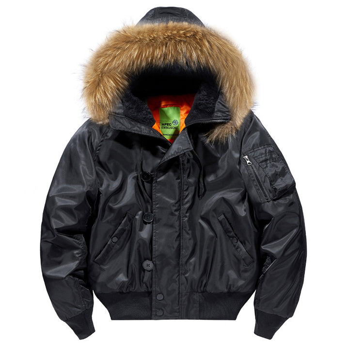 Herren  isolierte Bomberjacke mit Fleece-gefütterter Kapuze, Kragen und Ärmeltasche Echo Archiv