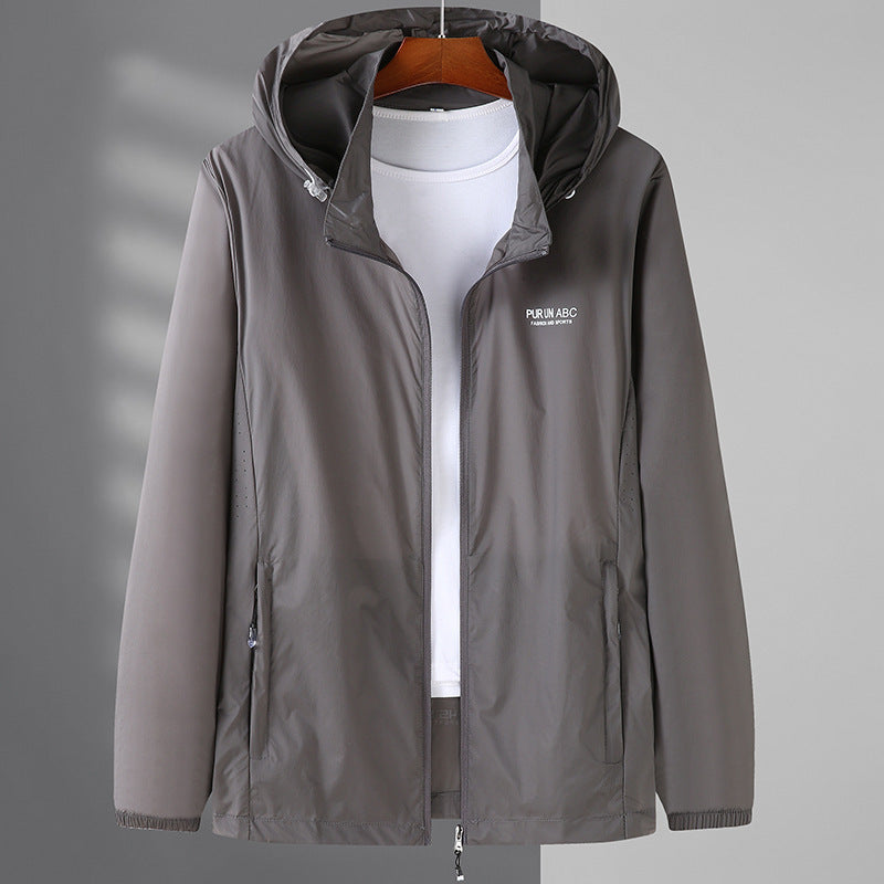 Herren Ultraleichte Packbare Kapuzen-Outdoorjacke mit Zwei-Wege-Reißverschluss – Taviero