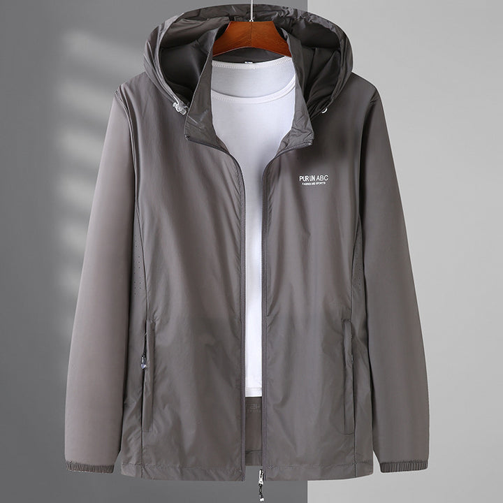 Herren Leichte wasserabweisende Kapuzen-Outdoorjacke mit durchgehendem Reißverschluss und atmungsaktivem Innenfutter Echoarchiv
