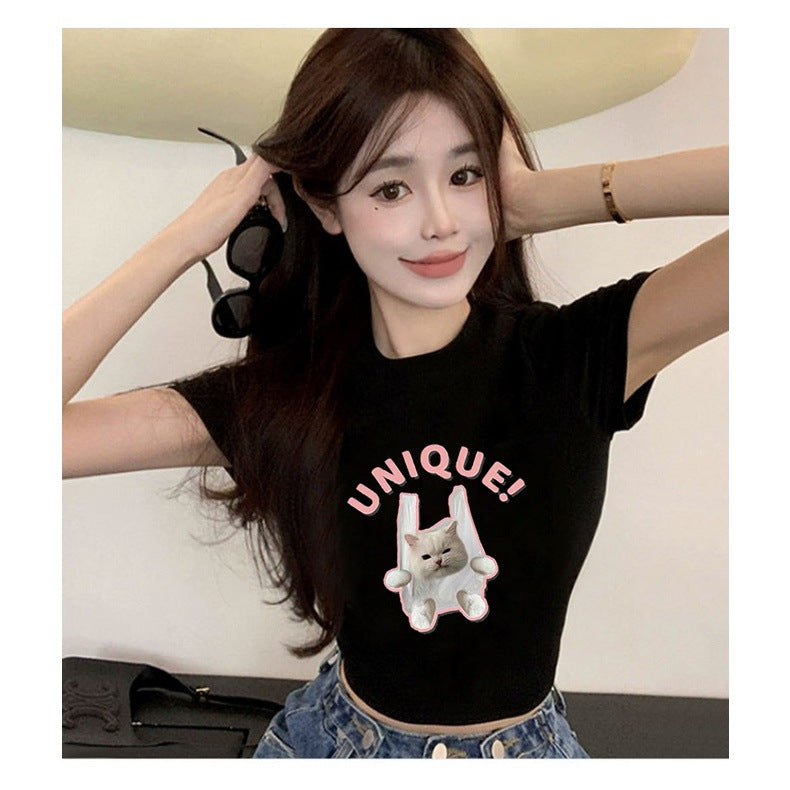 Damen Crop-T-Shirt mit kreativem Skelettdesign und inspirierendem Schriftzug Echo Archiv