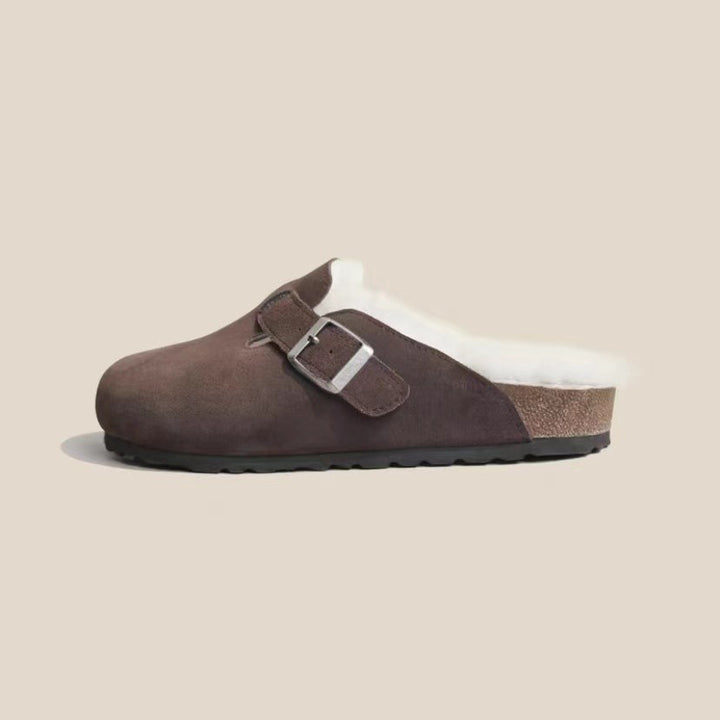 Damen gefütterte Clog-Pantoffel mit verstellbarer Metallschnalle und anatomischem Korkfußbett – Lioré