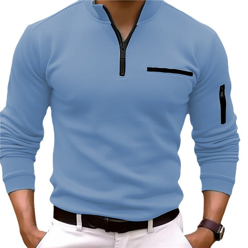 Herren sportlicher Pullover mit Halb-Reißverschluss und praktischen Taschen Echoarchiv