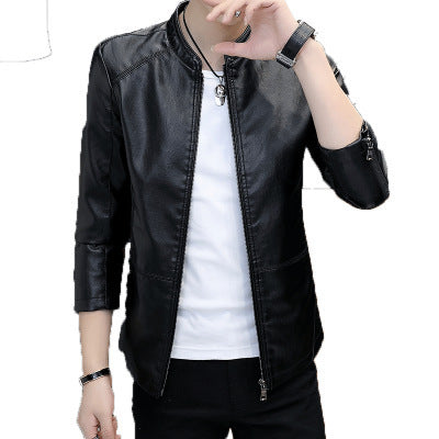 Herren Modische Kunstlederjacke mit stehendem Kragen Echo Archiv