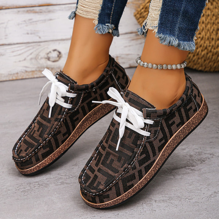 Damen Ethno‑Mokassin‑Sneaker mit bunter Stickerei und Kork‑Optik Echo Archiv