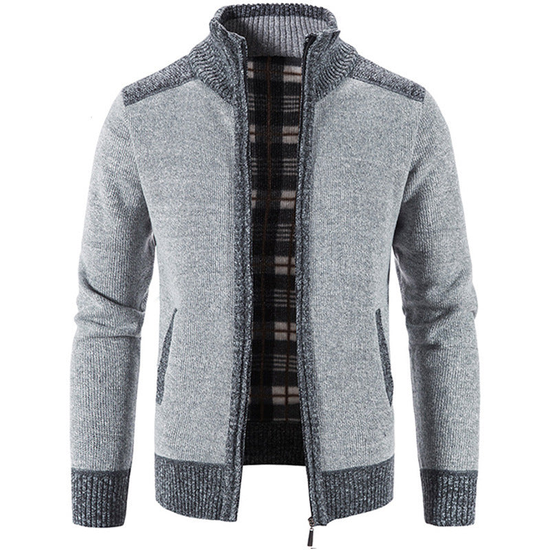 Herren Strickjacke mit modernem Stehkragen und strukturiertem Design Echoarchiv