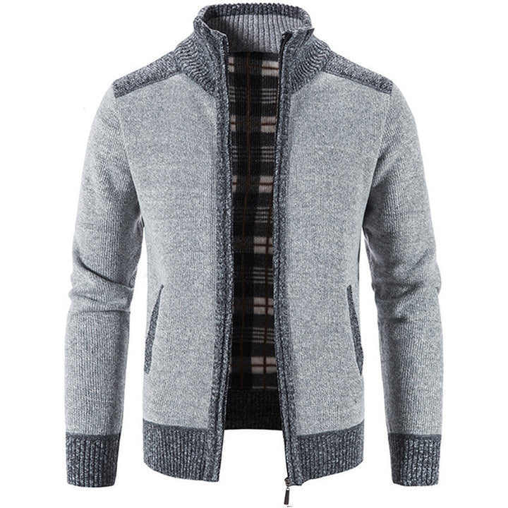 Herren Strickjacke mit modernem Stehkragen und strukturiertem Design Echoarchiv
