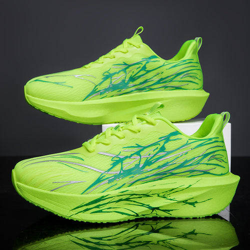 Unisex leichte Laufsneaker mit grafischem Splash-Print, atmungsaktivem Strickoberteil und gedämpfter Plateausohle – Tavélo