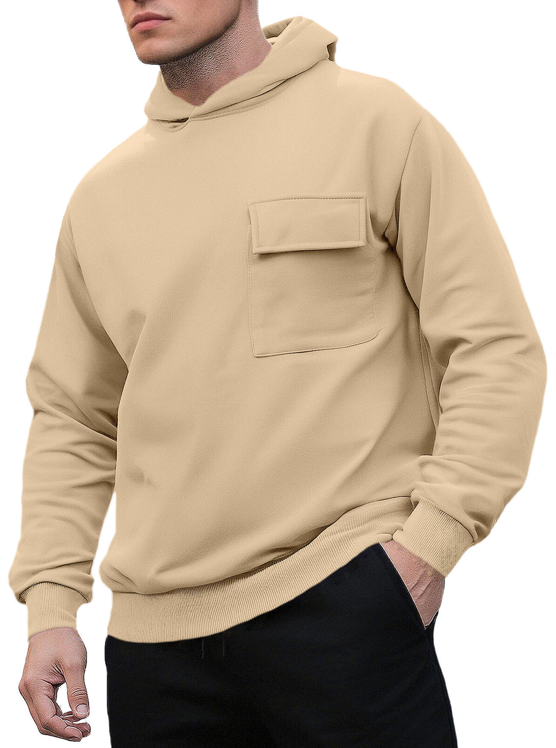 Herren bequemer Kapuzenpullover mit praktischer Brusttasche Echoarchiv