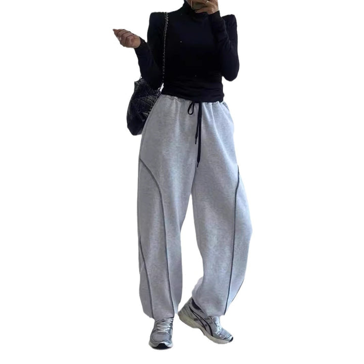 Damen Weite Sweatpants mit kontrastierenden Nahtdetails und Kordelzug – Avérine