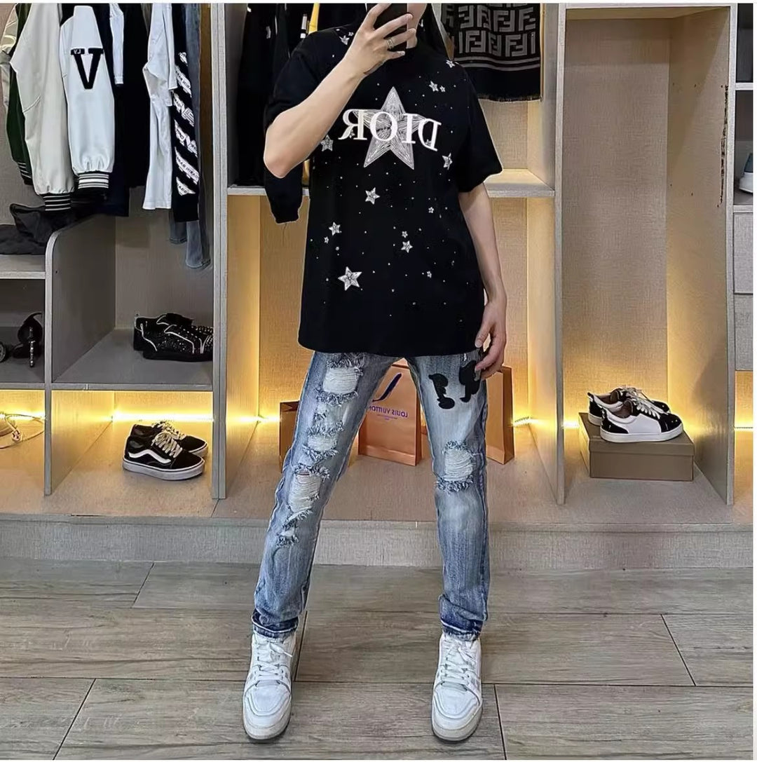 Damen Modisches Oversized T-Shirt mit Sternenmotiv Echoarchiv
