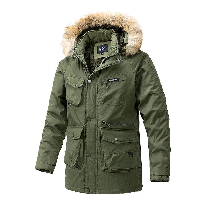 Herren isolierte Winterjacke mit abnehmbarer Kapuze und vielen Taschen Echoarchiv