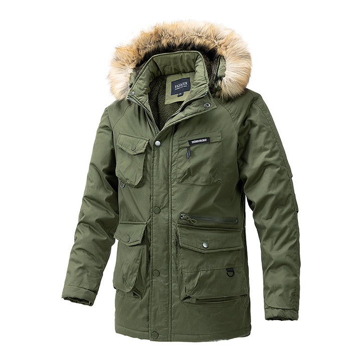 Herren isolierte Winterjacke mit abnehmbarer Kapuze und vielen Taschen Echoarchiv