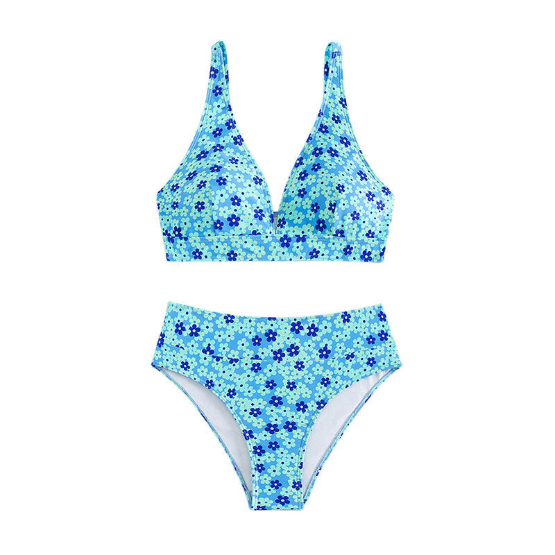 Damen Zweiteiliges Bikini-Set mit floralem Design und hoch geschnittenem Slip Echo Archiv