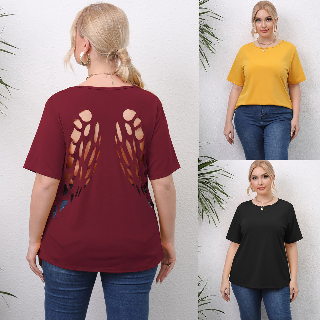 Damen angesagtes T-Shirt mit kreativen Ausschnitten Echo Archiv