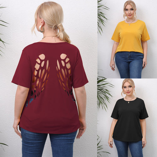 Damen angesagtes T-Shirt mit kreativen Ausschnitten Echo Archiv