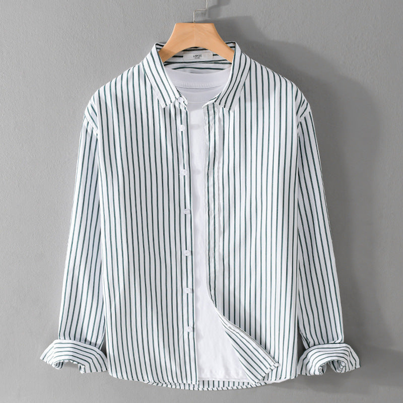 Herren Gestreiftes Oversize-Hemd aus leichter Baumwollmischung mit Kentkragen Echoarchiv