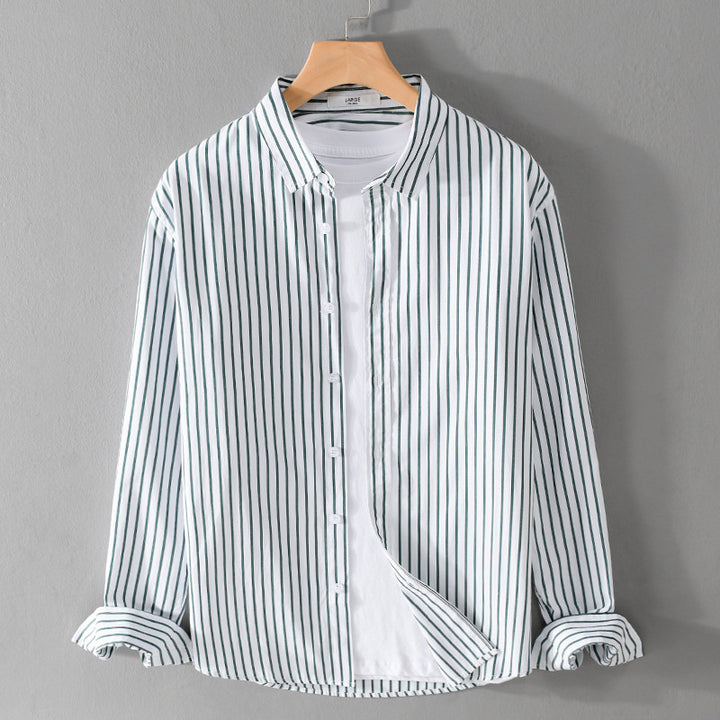 Herren Gestreiftes Oversize-Hemd aus leichter Baumwollmischung mit Kentkragen Echoarchiv