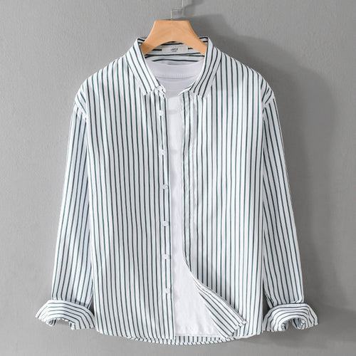 Herren Gestreiftes Oversize-Hemd aus leichter Baumwollmischung mit Kentkragen Echoarchiv