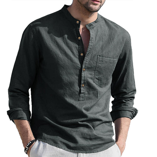 Herren Langarm-Henley-Shirt mit strapazierfähiger Baumwollmischung und modischer Knopfleiste Echoarchiv