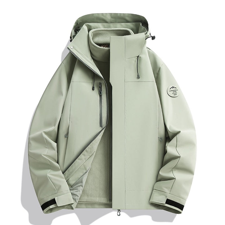 Herren Wetterfeste Softshelljacke mit Fleece‑Innenfutter, verstellbarer Kapuze & Reißverschluss‑Brusttasche Echoarchiv