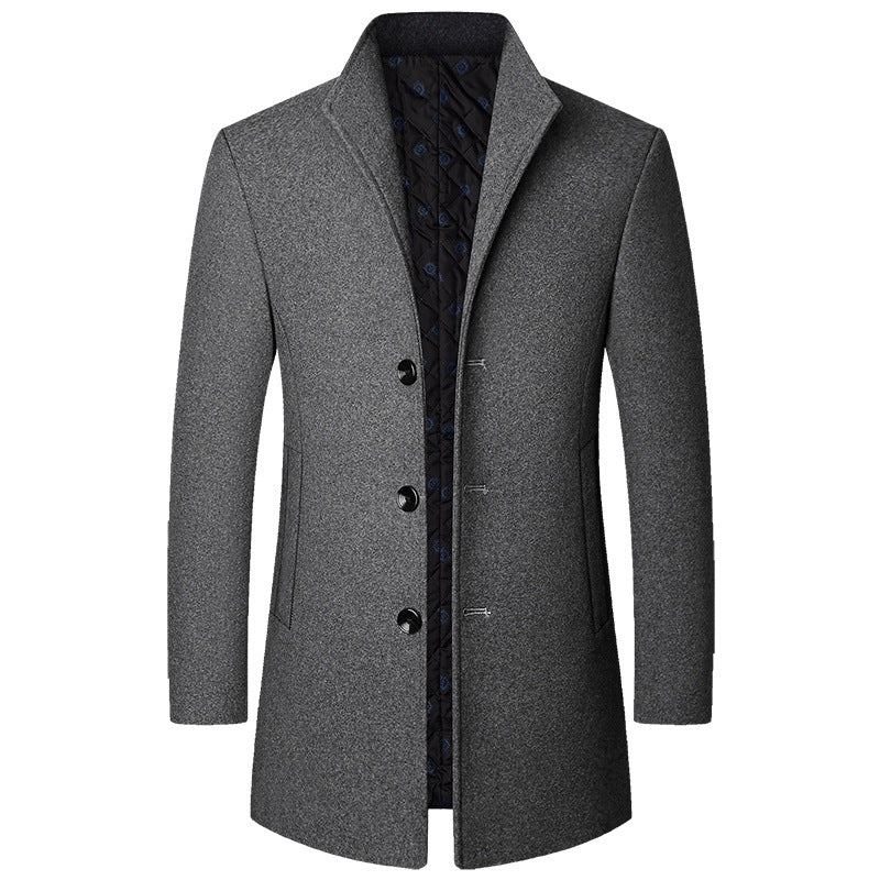 Herren Eleganter Kurzmantel aus Wollmischung mit gesteppter Innenlage und schlankem Stehkragen – Montevé