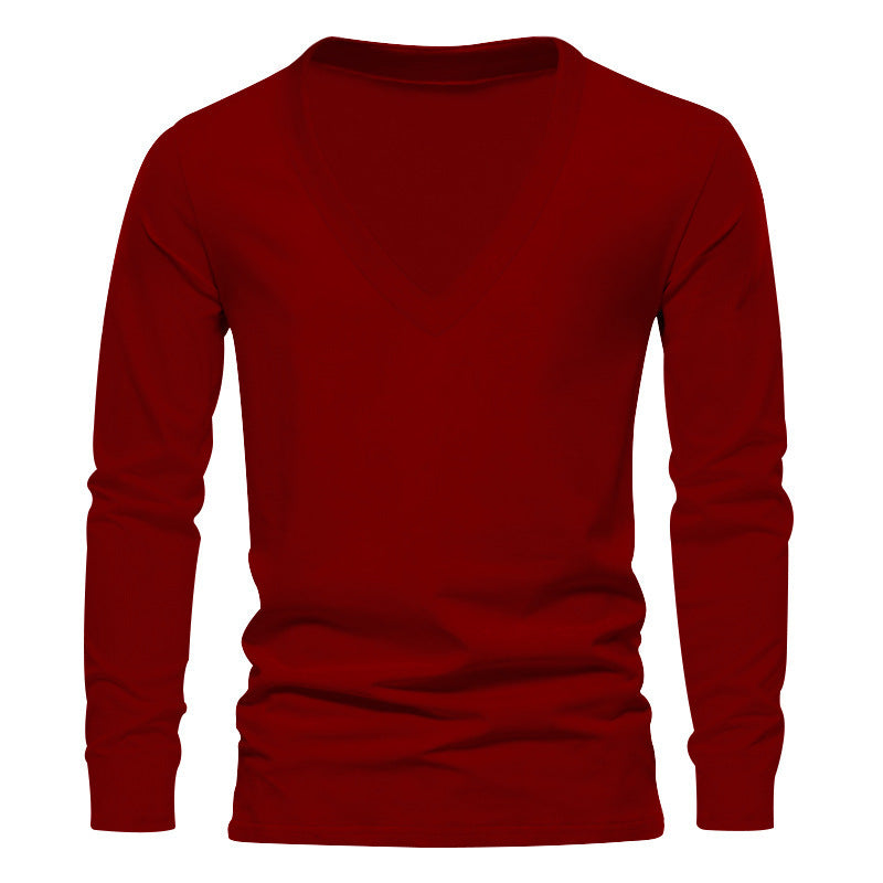 Herren V-Ausschnitt Langarm-T-Shirt mit hochwertigem Baumwollmix und bequemer Passform Echoarchiv